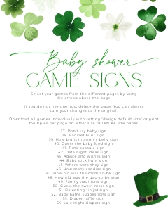 BBG101-00 8x10" Baby Shower Game Signs - Shamrock: BBG101-00 Baby Shower Game Bundle - Shamrock