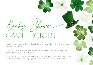 BBG101-00 Baby Shower Game Tickets - Shamrock: BBG101-00 Baby Shower Game Bundle - Shamrock