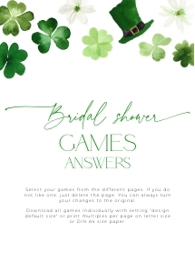 BSG101-00 Bridal Shower Games Answers - Shamrock: BSG101-00 Bridal Shower Games - Shamrock