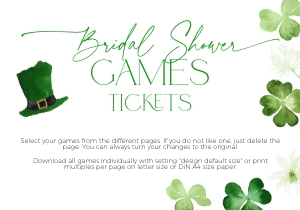 BSG101-00 Bridal Shower Game Tickets - Shamrock: BSG101-00 Bridal Shower Games - Shamrock