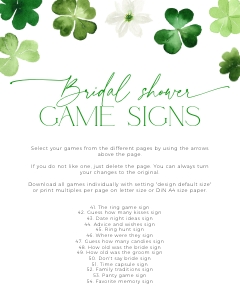 BSG101-00 8x10" Bridal Shower Game Signs - Shamrock: BSG101-00 Bridal Shower Games - Shamrock