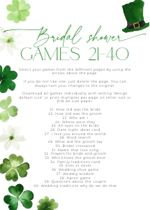 BSG101-00 5x7" Bridal Shower Games 21-40 - Shamrock: BSG101-00 Bridal Shower Games - Shamrock