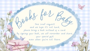 BB118-03 2 3.5x2" Books for Baby Card - Storybook Blue Gingham: BBB118-01 Invitation BUNDLE - Storybook Blue Gingham