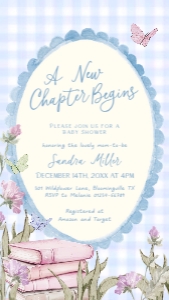 BB118-10 1080x1920px Electronic Invitation - Storybook Blue Gingham: BBB118-01 Invitation BUNDLE - Storybook Blue Gingham
