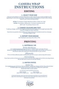 Camera Wrap | Editing and Printing Instructions: Camera Wrap WHIMSY Design