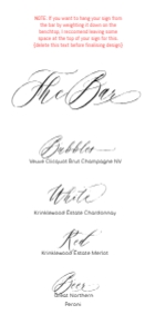 SIZE 1: 45cm Wide x 1m High - Bar Sign - Fleur: Size 1 Linen: Memorial Sign - Fleur Design