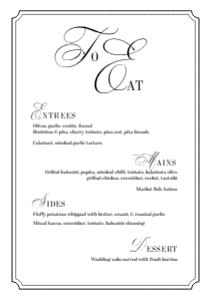 Swan Lake Menu: Menu - Swan Lake Design