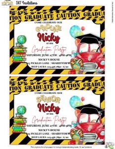 Caution Graduate-Red-Invitation Set design preview