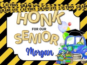 Caution Graduate-Blue-Yard Sign design preview