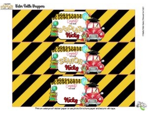 Caution Graduate-Red-Water Bottle Labels design preview