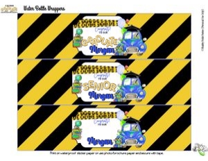 Caution Graduate-Blue-Water Bottle Labels design preview