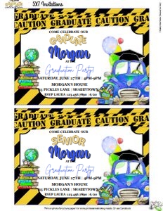 Caution Graduate-Blue-Invitation Set design preview