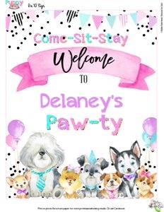 Puppy Pawty-WelcomeSign: Puppy Pawty-Full Party Package