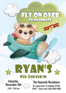 1004 Airplane Bear Invite design preview