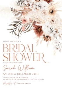 B006 Bridal Shower Invite: Boho Bridal Shower Bundle, Fall Bridal Shower Invitation Template