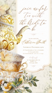 Tea Party Bridal Shower Evite 1080x1920px: B025 Tea Party Bridal Shower