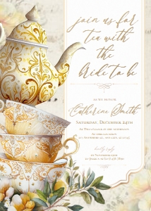 Tea Party Bridal Shower Invite 5x7in: B025 Tea Party Bridal Shower