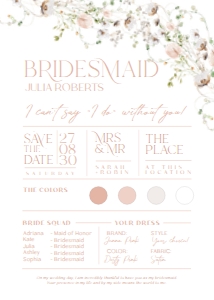 B003 Bridesmaid Info Card design preview
