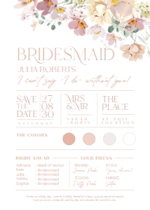 B005 Bridesmaid Info Card 5x7in: B005 Bridal Shower Bundle