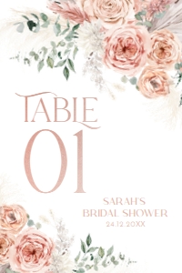 B008 Table Number 4x6in: B008 Bridal Shower Bundle