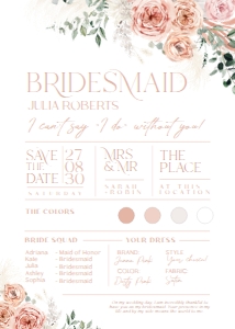 B008 Bridesmaid Info Card 5x7in: B008 Bridal Shower Bundle