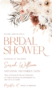 B006 Bridal Shower Evite: Boho Bridal Shower Bundle, Fall Bridal Shower Invitation Template