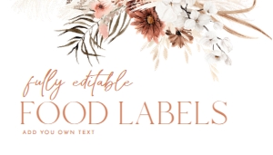 B006 Food Label Flat: Boho Bridal Shower Bundle, Fall Bridal Shower Invitation Template