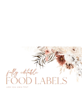 B006 Food Label Folded: Boho Bridal Shower Bundle, Fall Bridal Shower Invitation Template