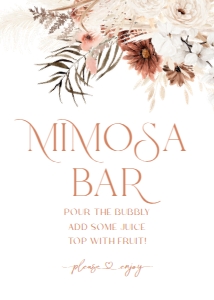 B006 Mimosa Bar Sign 5x7: Boho Bridal Shower Bundle, Fall Bridal Shower Invitation Template