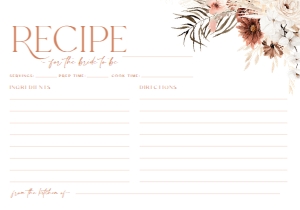 B006 Recipe Card: Boho Bridal Shower Bundle, Fall Bridal Shower Invitation Template