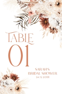 B006 Table Number 4x6: Boho Bridal Shower Bundle, Fall Bridal Shower Invitation Template