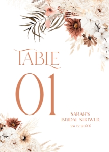 B006 Table Number 5x7: Boho Bridal Shower Bundle, Fall Bridal Shower Invitation Template