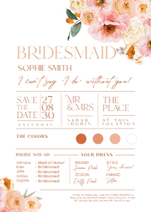 B007 Bridesmaid Info Card: B007 Bridesmaid Info Card