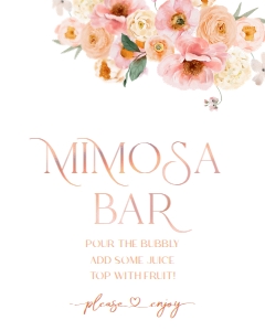 B007 Mimosa Bar Sign 8x10: B007 Bridal shower Bundle