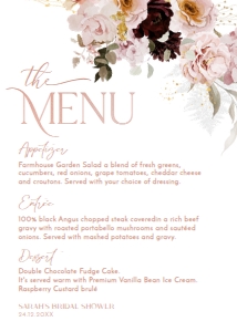 B009 Menu 5x7: B009 Bridal Shower Bundle