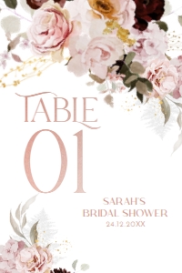 B009 Table Number 4x6: B009 Bridal Shower Bundle