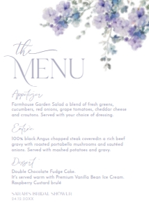 B010 Menu 5x7: B010 Bridal Shower Bundle