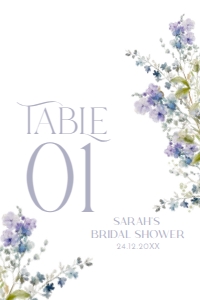 B010 Table Number 4x6: B010 Bridal Shower Bundle