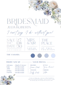 B011 Bridesmaid Info Card: B011 Bridal Shower Bundle