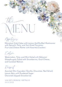 B011 Menu 5x7: B011 Bridal Shower Bundle