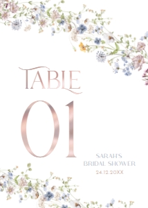 B016 Table Number 5x7: B016 Bridal Shower Bundle