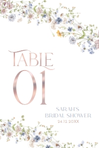 B016 Table Number 4x6: B016 Bridal Shower Bundle