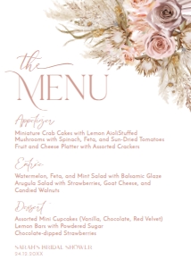 B028 Menu 5x7: B028 Bridal Shower Bundle