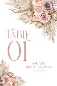 B028 Table Number 4x6: B028 Bridal Shower Bundle