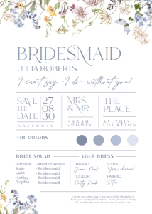 B031 Bridesmaid Info Card design preview