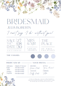 B031 Bridesmaid Info Card: B031 Bridesmaid Info Card