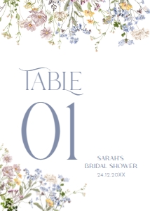 B031 Table Number 5x7: B031 Bridal Shower Bundle