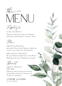 D001 Menu 5x7: D001 Wedding Bundle