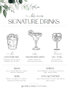 D001 Signature Drink Sign 18x24: D001 Wedding Signage Bundle