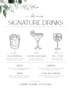 D001 Signature Drink Sign 8x10: D001 Wedding Signage Bundle